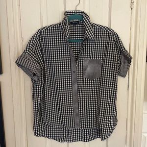 Madewell gingham plaid button up shirt